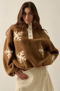 Snow Day Embroidered Fleece Pullover Jacket - ShopPromesa