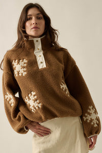 Snow Day Embroidered Fleece Pullover Jacket - ShopPromesa