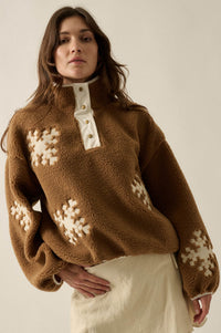 Snow Day Embroidered Fleece Pullover Jacket - ShopPromesa