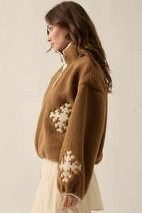 Snow Day Embroidered Fleece Pullover Jacket - ShopPromesa