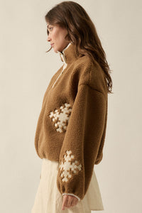 Snow Day Embroidered Fleece Pullover Jacket - ShopPromesa