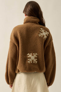 Snow Day Embroidered Fleece Pullover Jacket - ShopPromesa