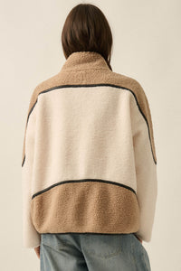 Twice as Nice Colorblock Sherpa Fleece Jacket - ShopPromesa