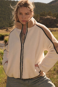 Twice as Nice Colorblock Sherpa Fleece Jacket - ShopPromesa