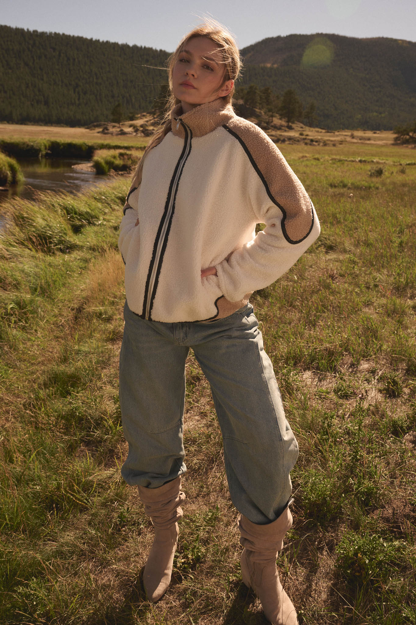 Twice as Nice Colorblock Sherpa Fleece Jacket - ShopPromesa