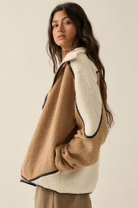 Twice as Nice Colorblock Sherpa Fleece Jacket - ShopPromesa