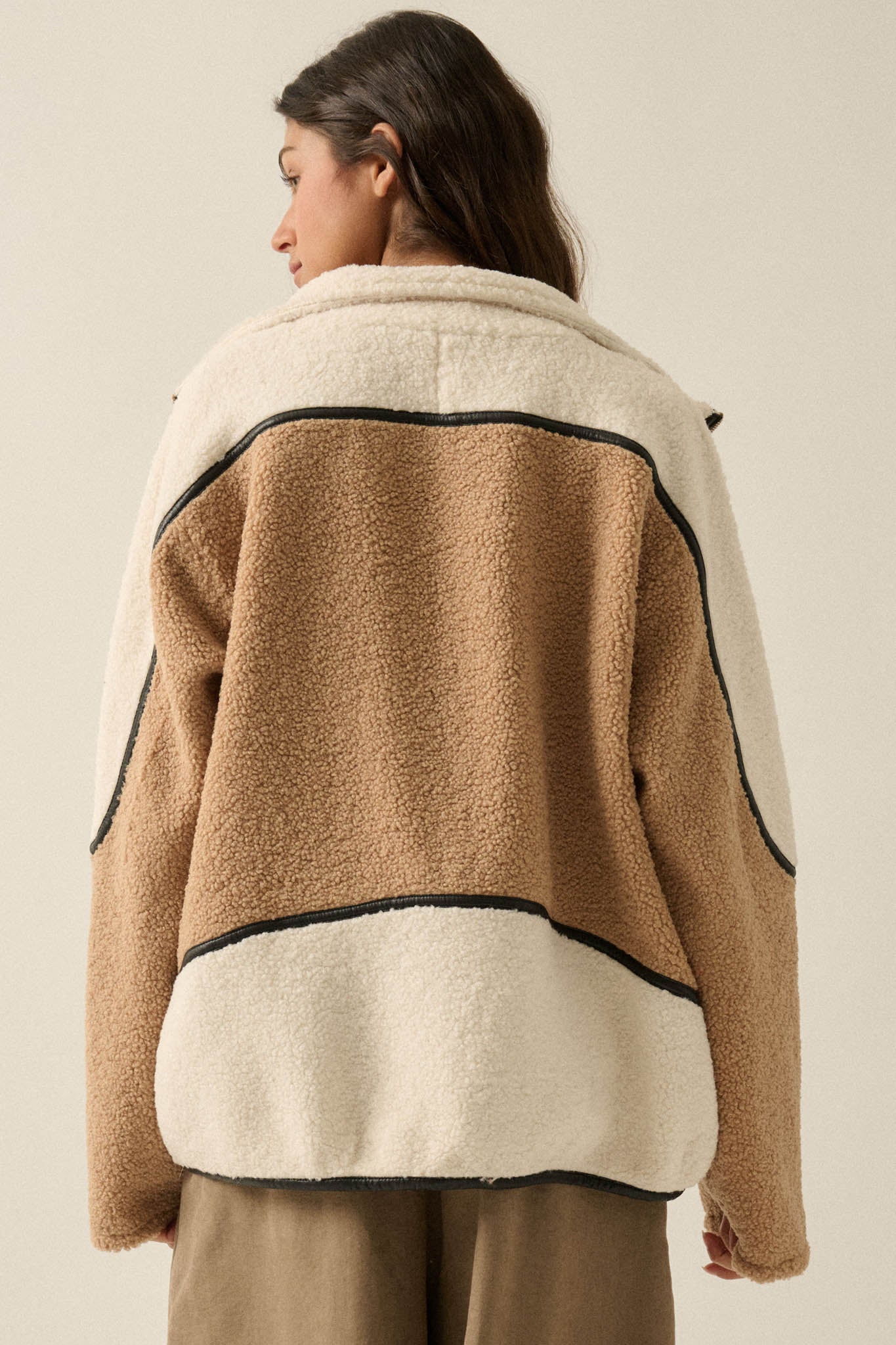 Twice as Nice Colorblock Sherpa Fleece Jacket - ShopPromesa