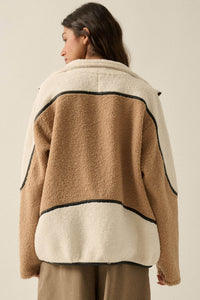 Twice as Nice Colorblock Sherpa Fleece Jacket - ShopPromesa