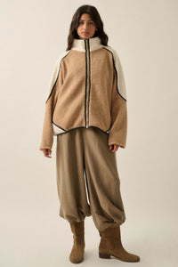 Twice as Nice Colorblock Sherpa Fleece Jacket - ShopPromesa
