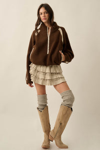 Warm Hug Fleece Crochet-Trim Half-Zip Pullover Jacket - ShopPromesa