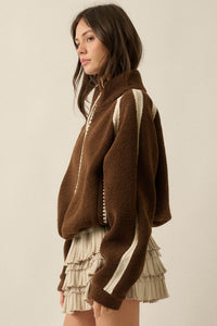 Warm Hug Fleece Crochet-Trim Half-Zip Pullover Jacket - ShopPromesa