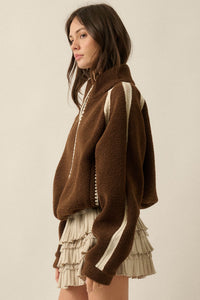 Warm Hug Fleece Crochet-Trim Half-Zip Pullover Jacket - ShopPromesa