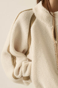 Warm Hug Fleece Crochet-Trim Half-Zip Pullover Jacket - ShopPromesa
