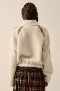 Warm Hug Fleece Crochet-Trim Half-Zip Pullover Jacket - ShopPromesa