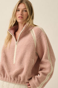 Warm Hug Fleece Crochet-Trim Half-Zip Pullover Jacket - ShopPromesa