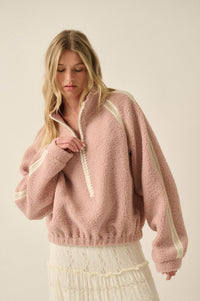Warm Hug Fleece Crochet-Trim Half-Zip Pullover Jacket - ShopPromesa