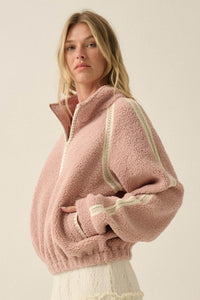 Warm Hug Fleece Crochet-Trim Half-Zip Pullover Jacket - ShopPromesa