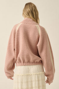 Warm Hug Fleece Crochet-Trim Half-Zip Pullover Jacket - ShopPromesa