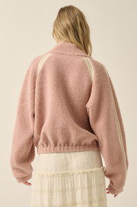 Warm Hug Fleece Crochet-Trim Half-Zip Pullover Jacket - ShopPromesa