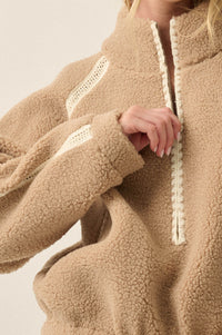 Warm Hug Fleece Crochet-Trim Half-Zip Pullover Jacket - ShopPromesa