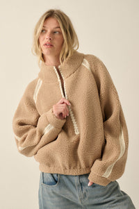 Warm Hug Fleece Crochet-Trim Half-Zip Pullover Jacket - ShopPromesa