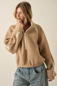 Warm Hug Fleece Crochet-Trim Half-Zip Pullover Jacket - ShopPromesa