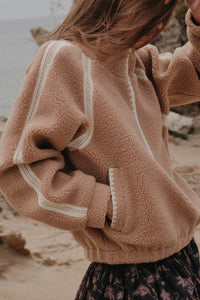 Warm Hug Fleece Crochet-Trim Half-Zip Pullover Jacket - ShopPromesa