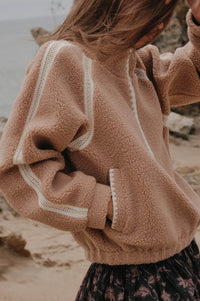 Warm Hug Fleece Crochet-Trim Half-Zip Pullover Jacket - ShopPromesa