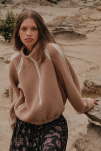 Warm Hug Fleece Crochet-Trim Half-Zip Pullover Jacket - ShopPromesa