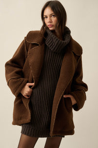 Bit of Fluff Fleece Exposed-Seam Asymmetric Jacket - ShopPromesa