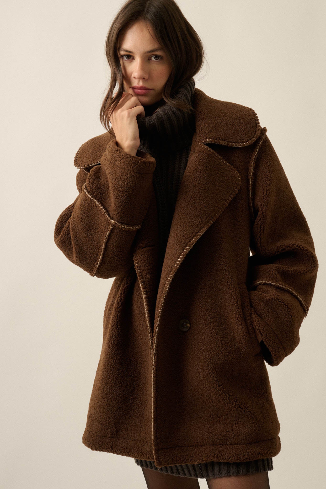 Bit of Fluff Fleece Exposed-Seam Asymmetric Jacket - ShopPromesa