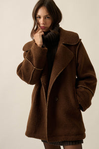 Bit of Fluff Fleece Exposed-Seam Asymmetric Jacket - ShopPromesa