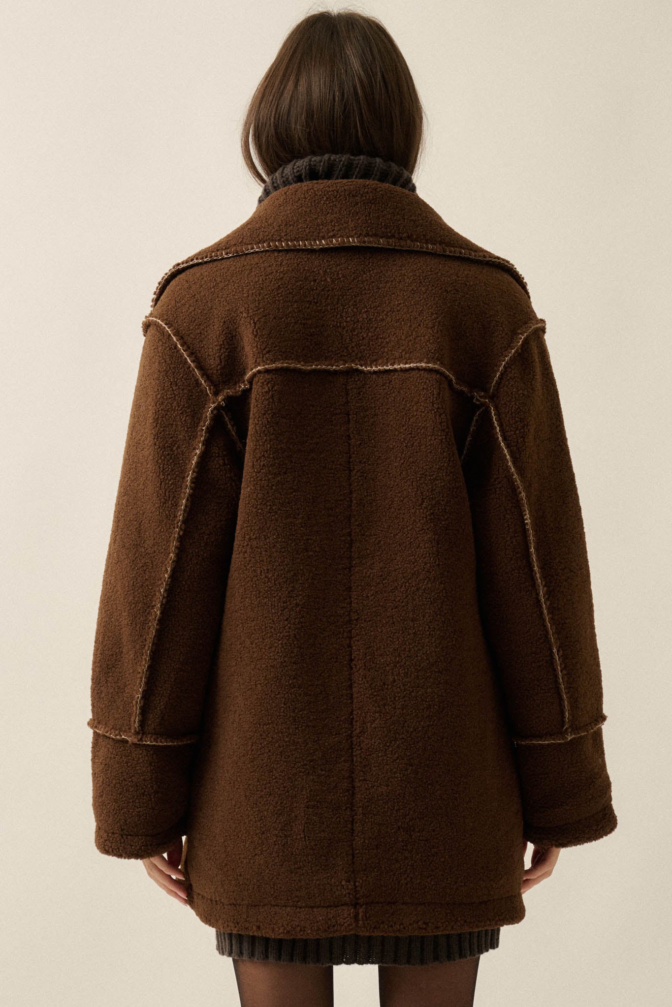 Bit of Fluff Fleece Exposed-Seam Asymmetric Jacket - ShopPromesa