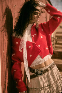 On the Spot Polka Dot Button-Front Cropped Cardigan - ShopPromesa