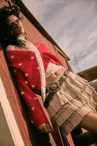 On the Spot Polka Dot Button-Front Cropped Cardigan - ShopPromesa