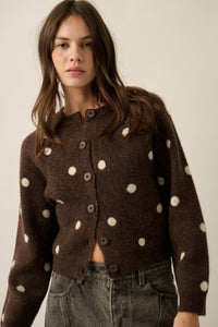 On the Spot Polka Dot Button-Front Cropped Cardigan - ShopPromesa