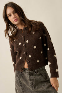 On the Spot Polka Dot Button-Front Cropped Cardigan - ShopPromesa