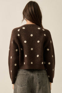 On the Spot Polka Dot Button-Front Cropped Cardigan - ShopPromesa