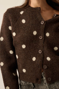 On the Spot Polka Dot Button-Front Cropped Cardigan - ShopPromesa