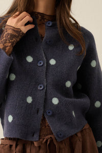 On the Spot Polka Dot Button-Front Cropped Cardigan - ShopPromesa
