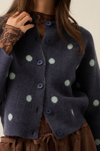 On the Spot Polka Dot Button-Front Cropped Cardigan - ShopPromesa