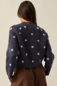 On the Spot Polka Dot Button-Front Cropped Cardigan - ShopPromesa