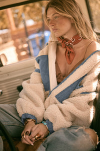 Real Life Fleece and Denim High-Collar Pocket Jacket - ShopPromesa