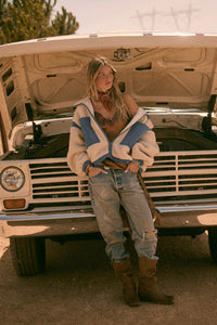 Real Life Fleece and Denim High-Collar Pocket Jacket - ShopPromesa