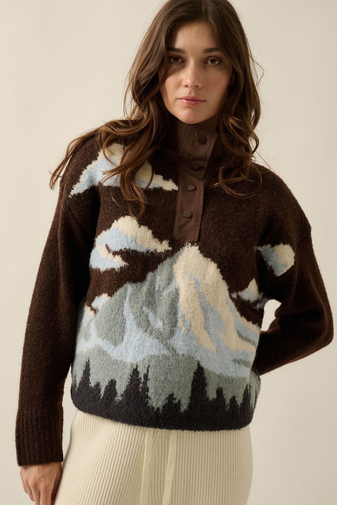 Lookout Peak Quarter-Snap Landscape Sweater - ShopPromesa
