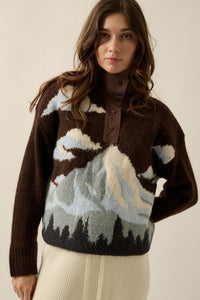 Lookout Peak Quarter-Snap Landscape Sweater - ShopPromesa