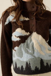 Lookout Peak Quarter-Snap Landscape Sweater - ShopPromesa