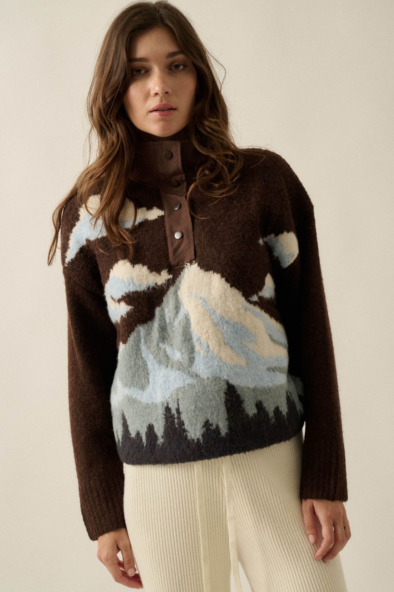 Lookout Peak Quarter-Snap Landscape Sweater - ShopPromesa