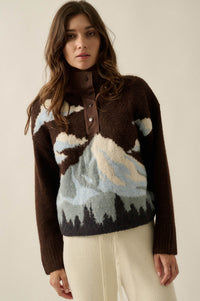 Lookout Peak Quarter-Snap Landscape Sweater - ShopPromesa