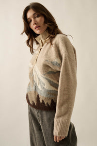 Lookout Peak Quarter-Snap Landscape Sweater - ShopPromesa